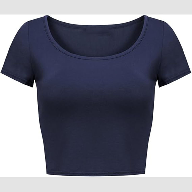 Women's Short Sleeve Shirts Loose Crop Tops Gym Casual T-Shirt