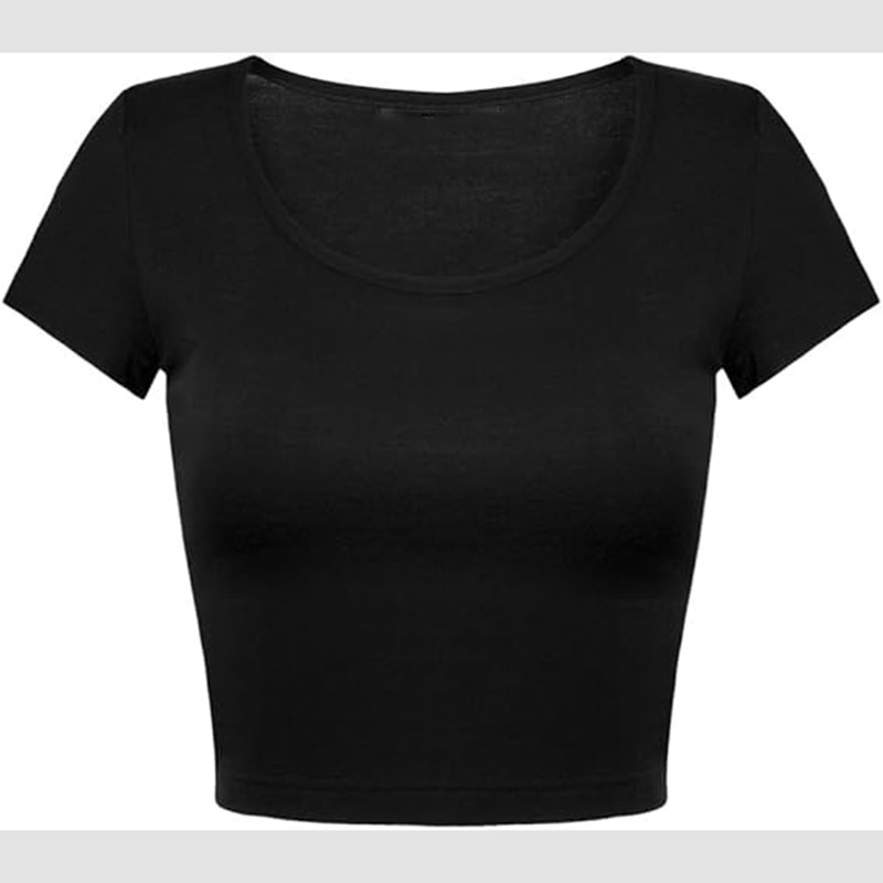 Women's  Short Sleeve Shirts Loose Crop Tops Gym Casual  T-Shirt