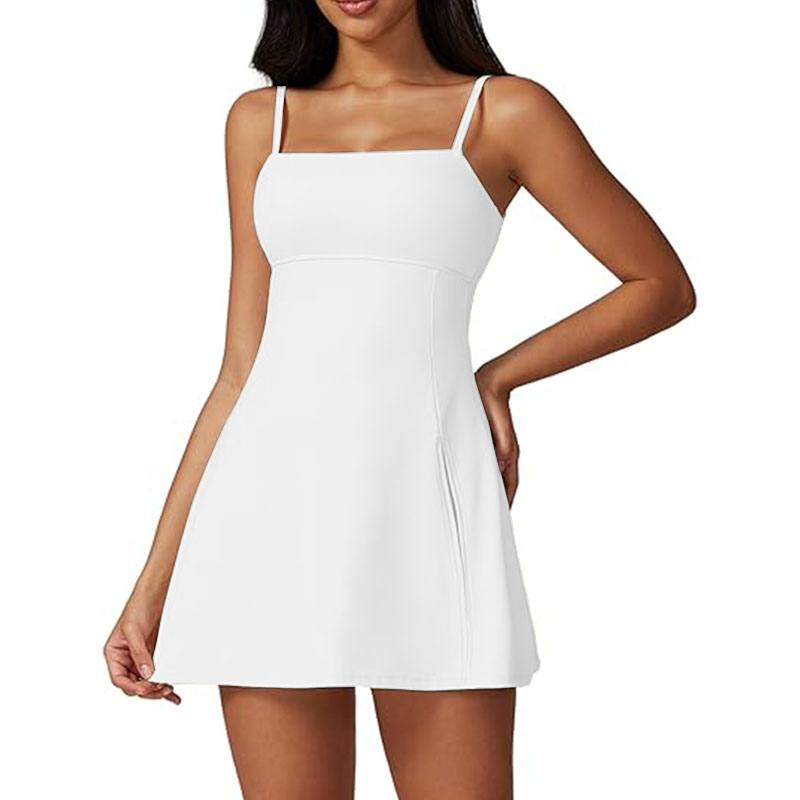 Womens Tennis Dress with Built-in Bra & Shorts Pockets