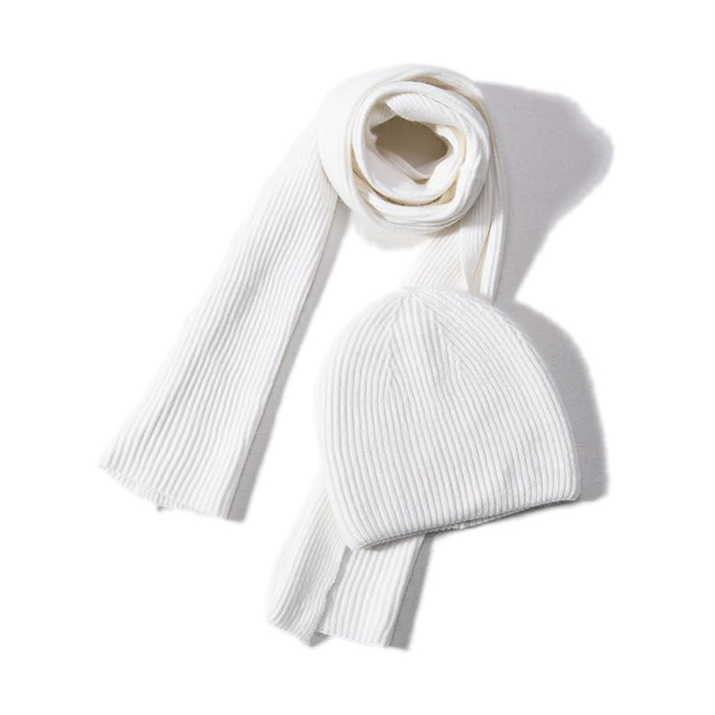 Cashmere beanie hat scarf set