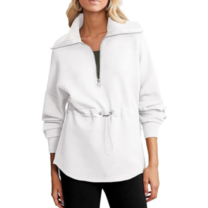 Womens Sweatshirt Oversized Half Zip Up