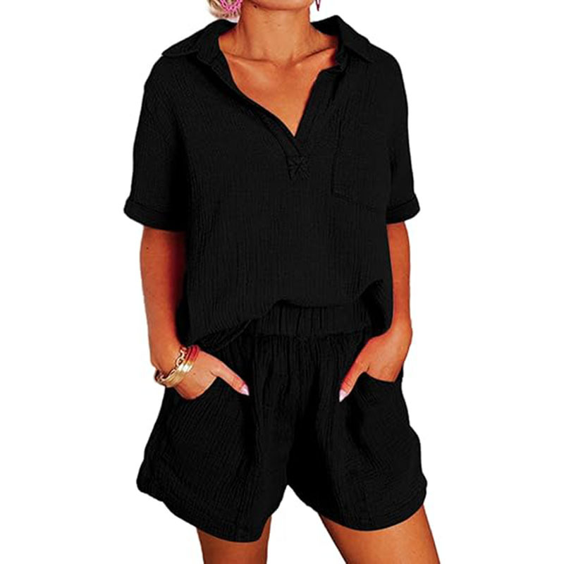 New Women Short Sleeve and High Waist Shorts Lounge Sets