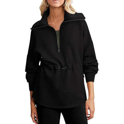 Womens Sweatshirt Oversized Half Zip Up