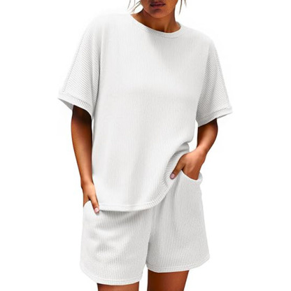 2025 Women Short Sleeve and High Waist Shorts Lounge Sets