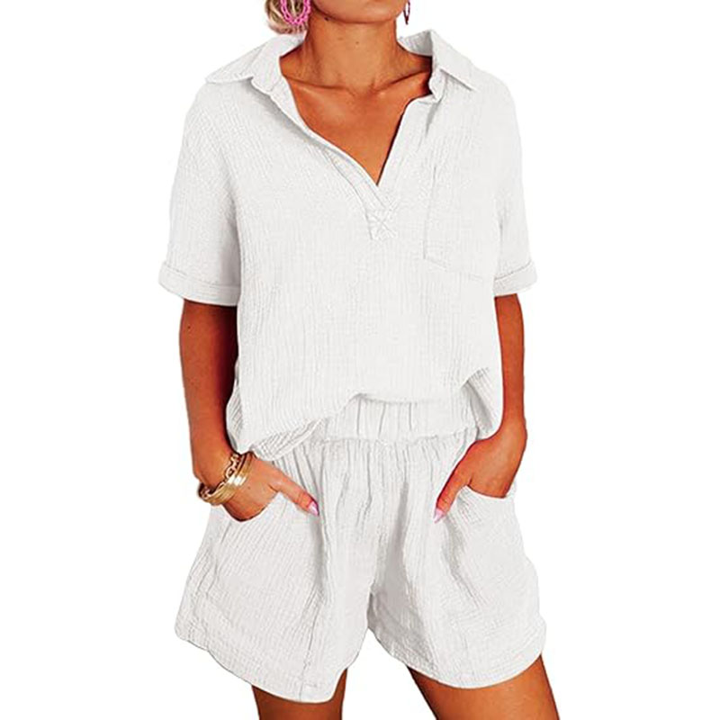 New Women Short Sleeve and High Waist Shorts Lounge Sets