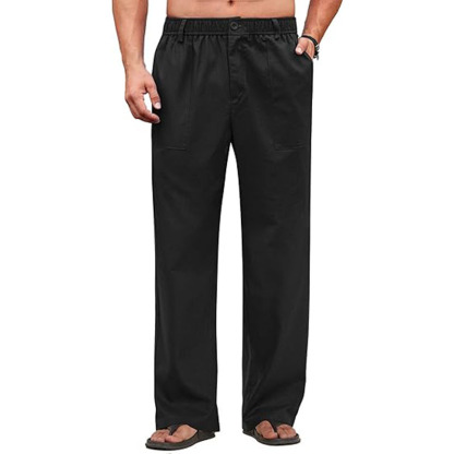 Men Casual Loose Fit Elastic Drawstring Waist Pants