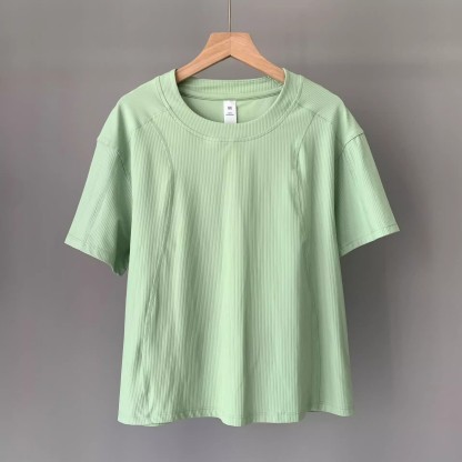 Women Basic Crewneck Raglan Short Sleeve