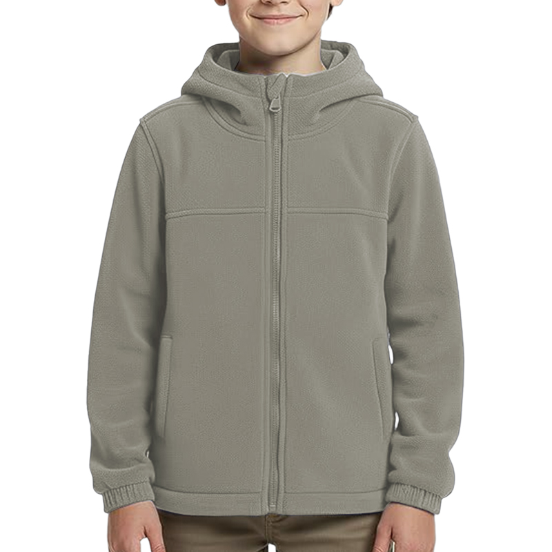 Hooded Full Zip Jacket Kids Fleece Jacket With Hood