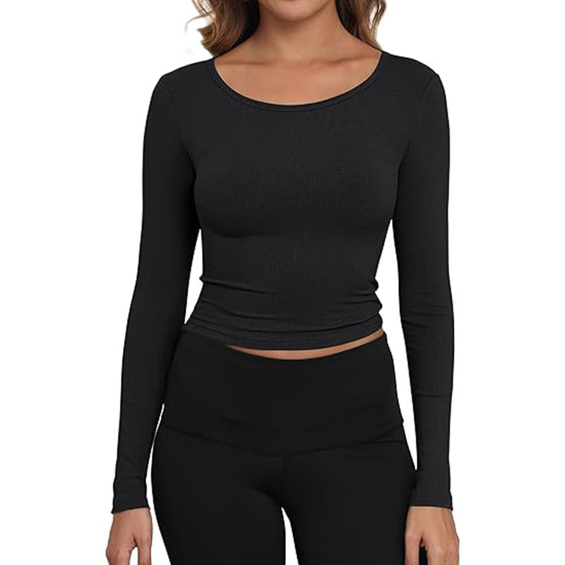 Womens Workout Long Sleeve Shirts Quick Dry Gym Athletic Tops