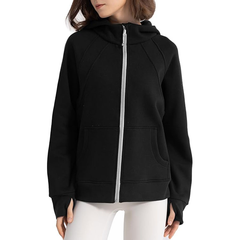 Women Full Zip Up Cropped Sweatshirts Jackets Casual Comfy Gym Tops