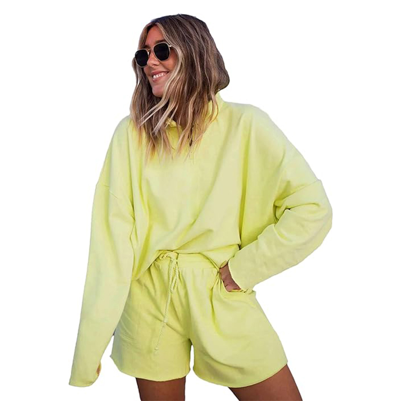 Women's Short Sleeve and High Waist Shorts Lounge Sets