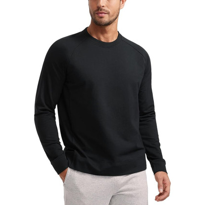 Mens Shirts Long Sleeve Cotton Crew Neck Long Sleeve