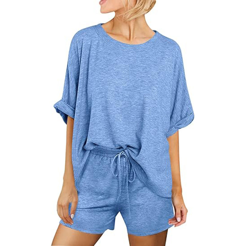 Women Short Sleeve and High Waist Shorts Lounge Sets