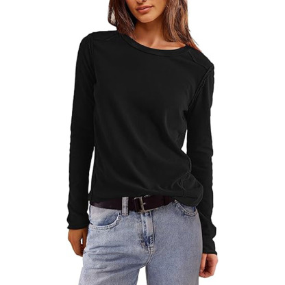 Women's Cotton Crewneck T-Shirts Long Sleeve