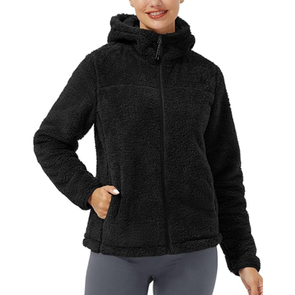 Women's Fuzzy Fleece Jacket Full Zip Up Lightweight