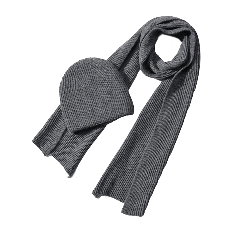 Cashmere beanie hat scarf set