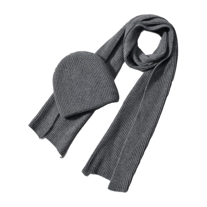 Cashmere beanie hat scarf set
