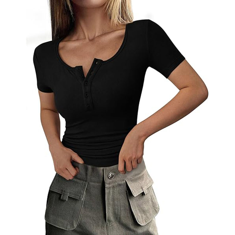 Womens Casual Basic Short Sleeve Summer Tops