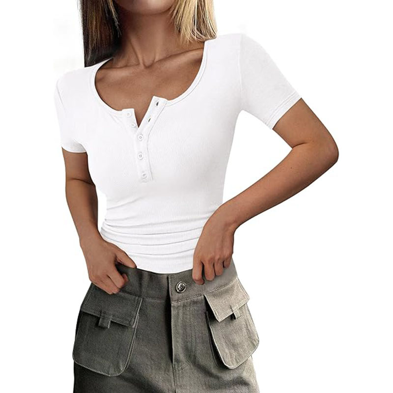 Womens Casual Basic Short Sleeve Summer Tops