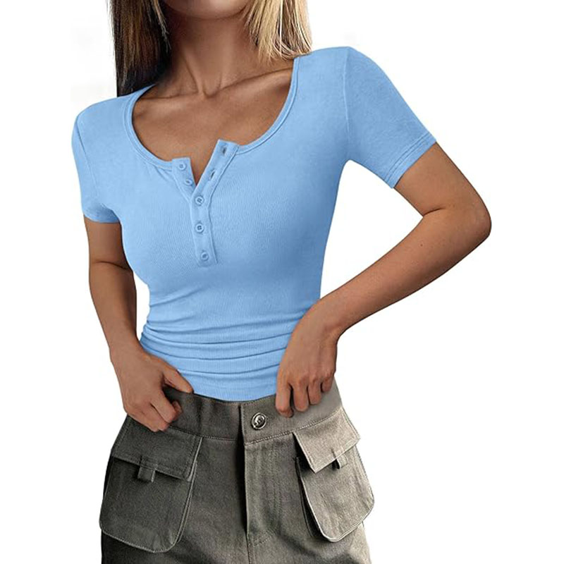Womens Casual Basic Short Sleeve Summer Tops