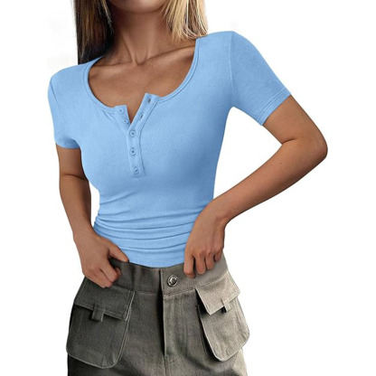 Womens Casual Basic Short Sleeve Summer Tops