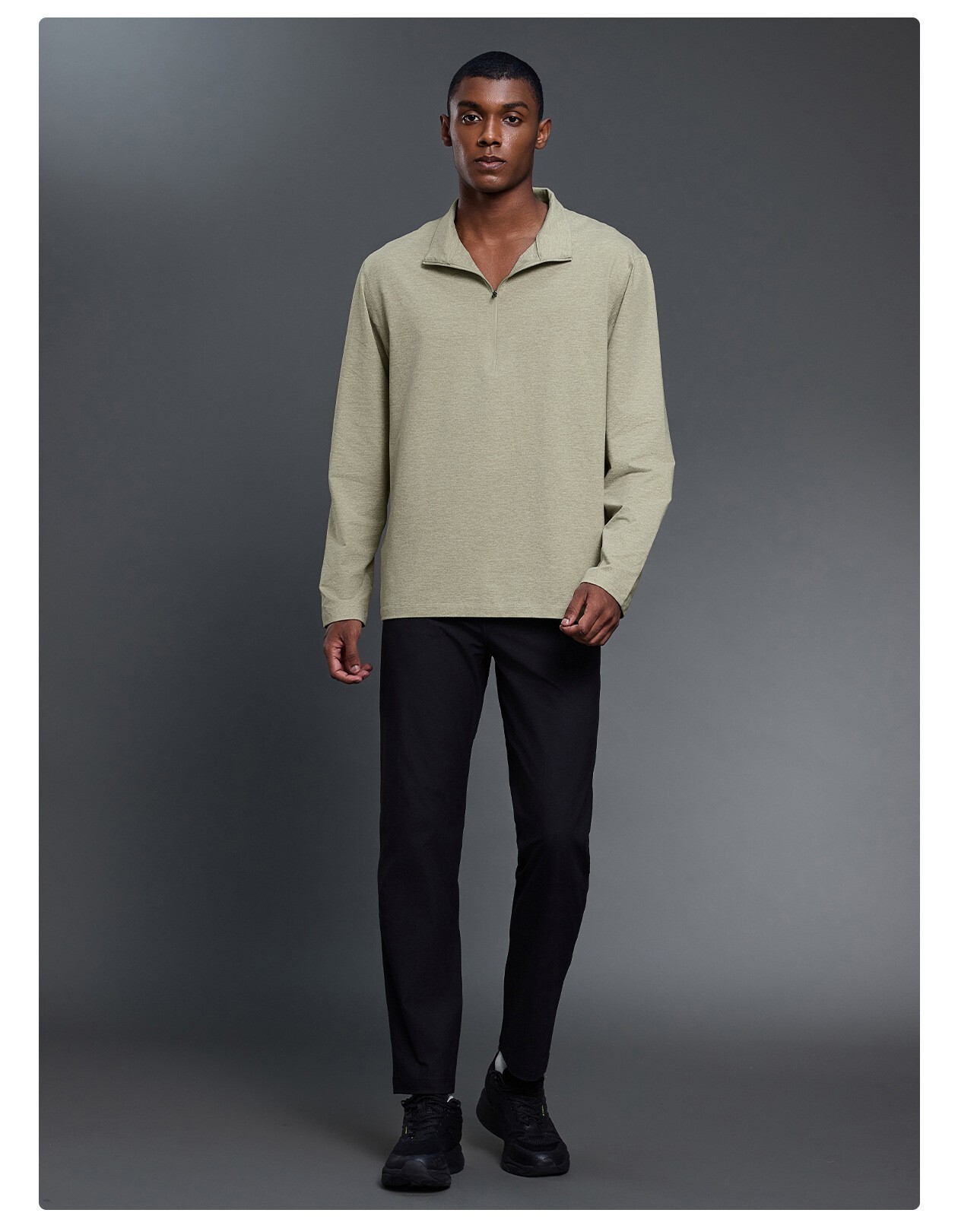 mens Collection Regular Fit Classic Zip Up Mock Neck Sweatshirt