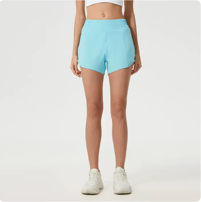 New Women Running High Waisted Pocket Sporty Workout Shorts