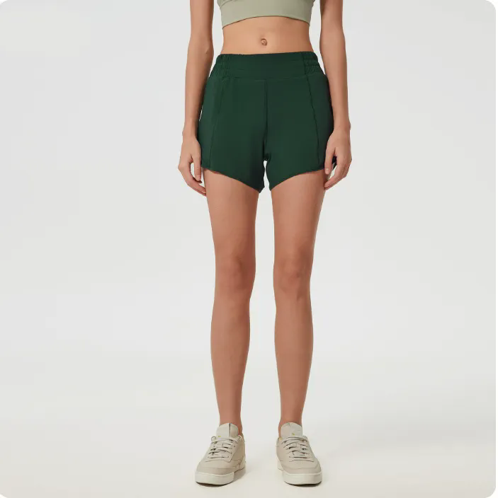 New Women Running High Waisted Pocket Sporty Workout Shorts