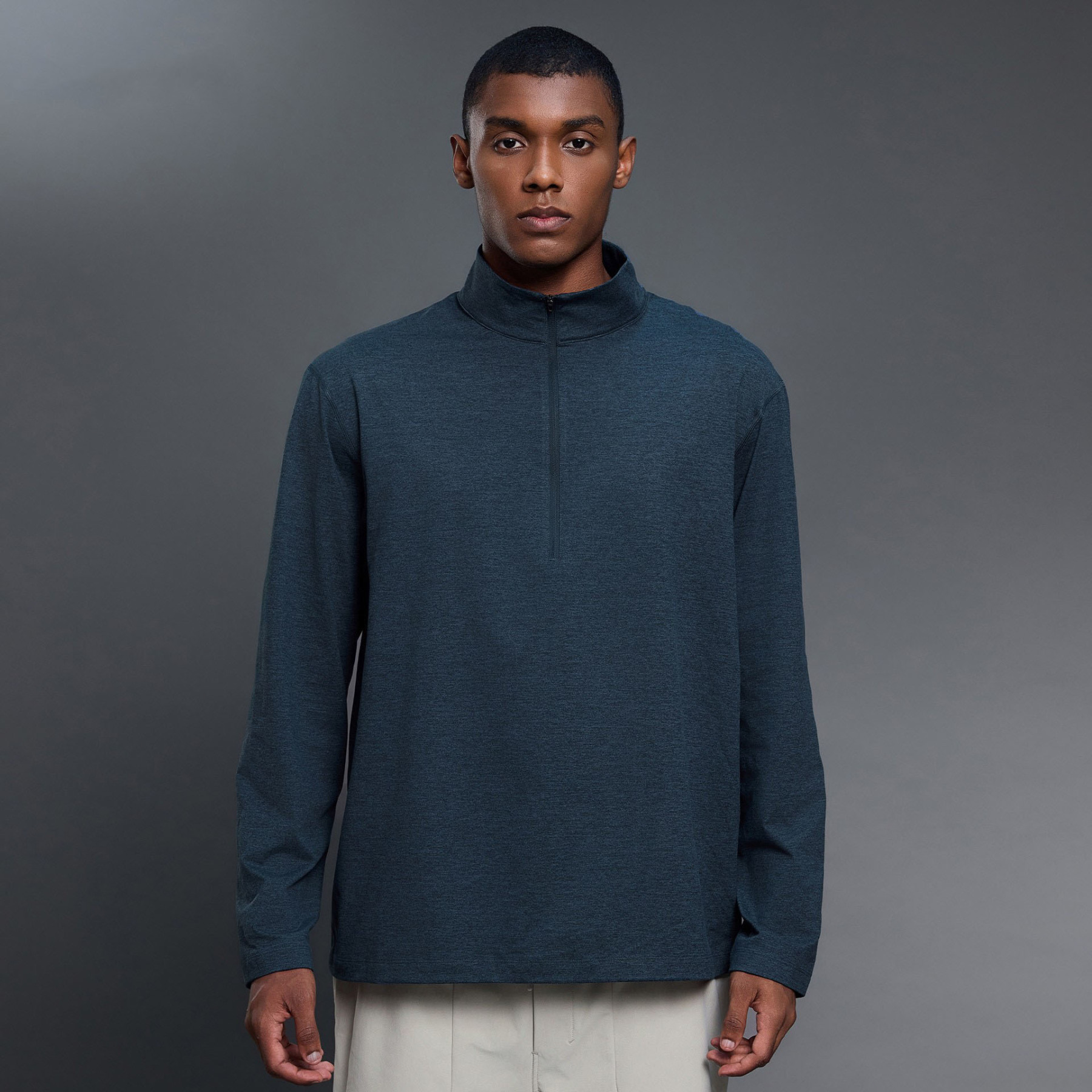 mens Collection Regular Fit Classic Zip Up Mock Neck Sweatshirt