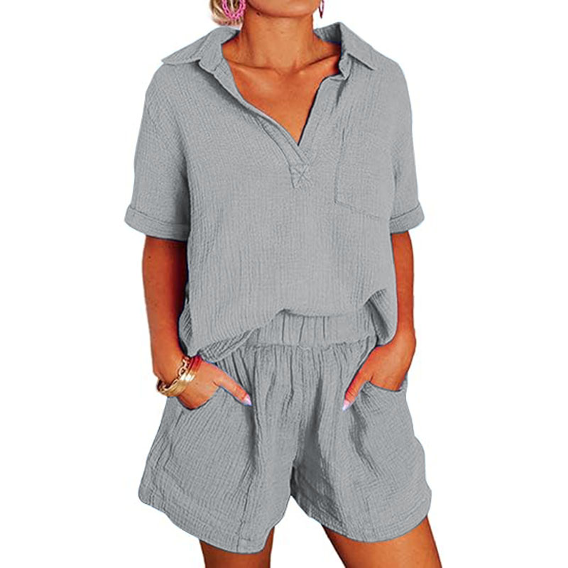 New Women Short Sleeve and High Waist Shorts Lounge Sets