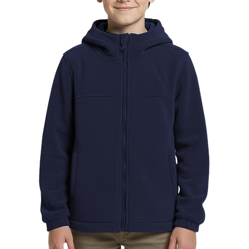 Hooded Full Zip Jacket Kids Fleece Jacket With Hood