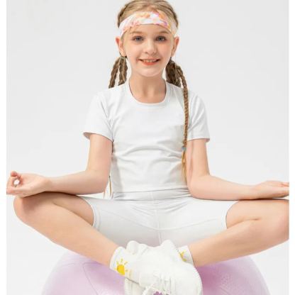 4 Colors Girls Kid Cute Shirt Quick Dry Breathable Stretch Short Sleeve Kids Clothing Children Yoga Sports Dance Tank Top Shirts