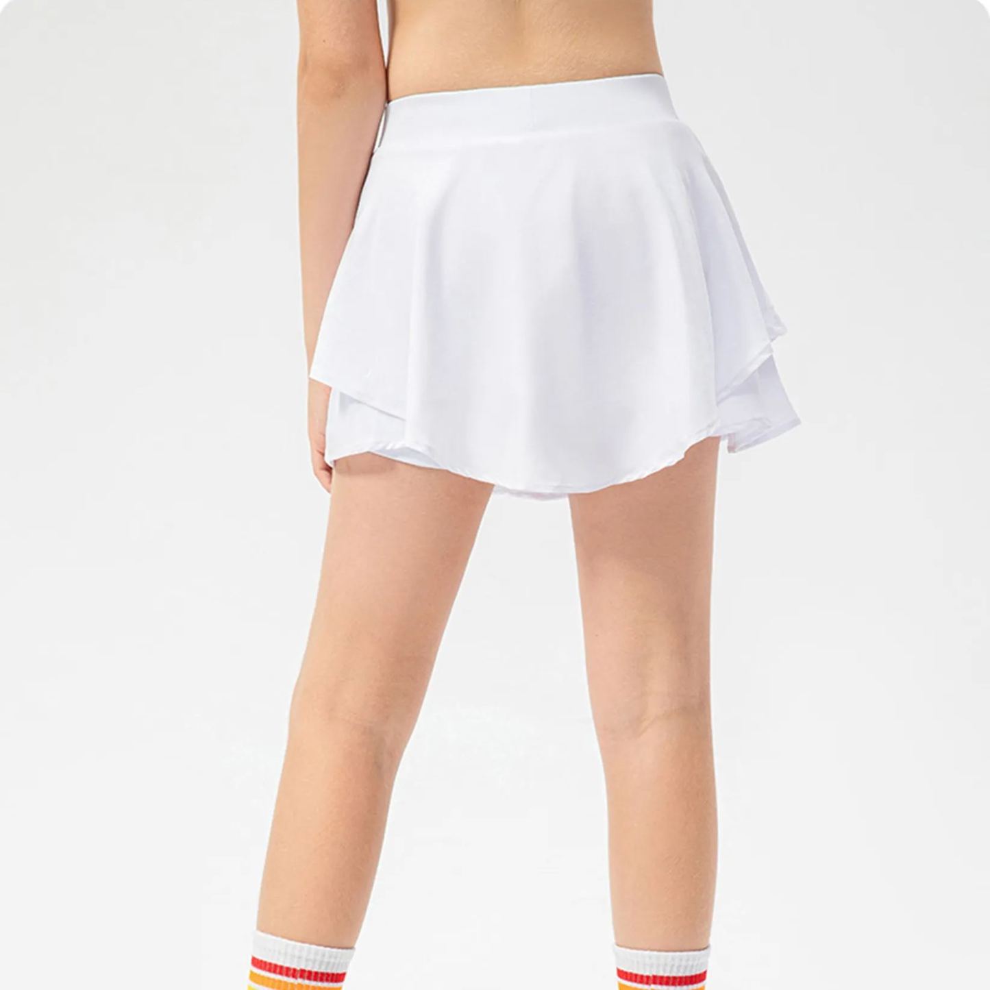 NWT Kid Girls Skirt Stretch Skirt Tennis Skirt with Short Liner Breathable Children Short 