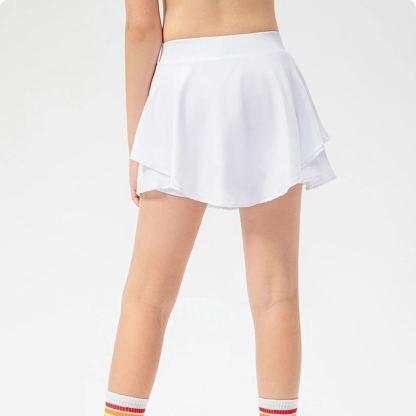 NWT Kid Girls Skirt Stretch Skirt Tennis Skirt with Short Liner Breathable Children Short 