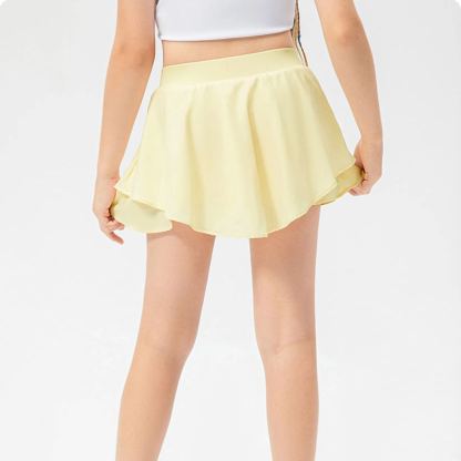 NWT Kid Girls Skirt Stretch Skirt Tennis Skirt with Short Liner Breathable Children Short 