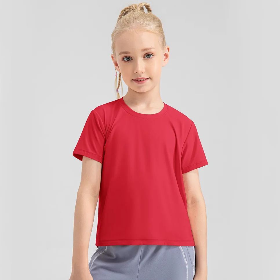 4 Colors Girls Kid Cute Shirt Quick Dry Breathable Stretch Short Sleeve Kids Clothing Children Yoga Sports Dance Tank Top Shirts