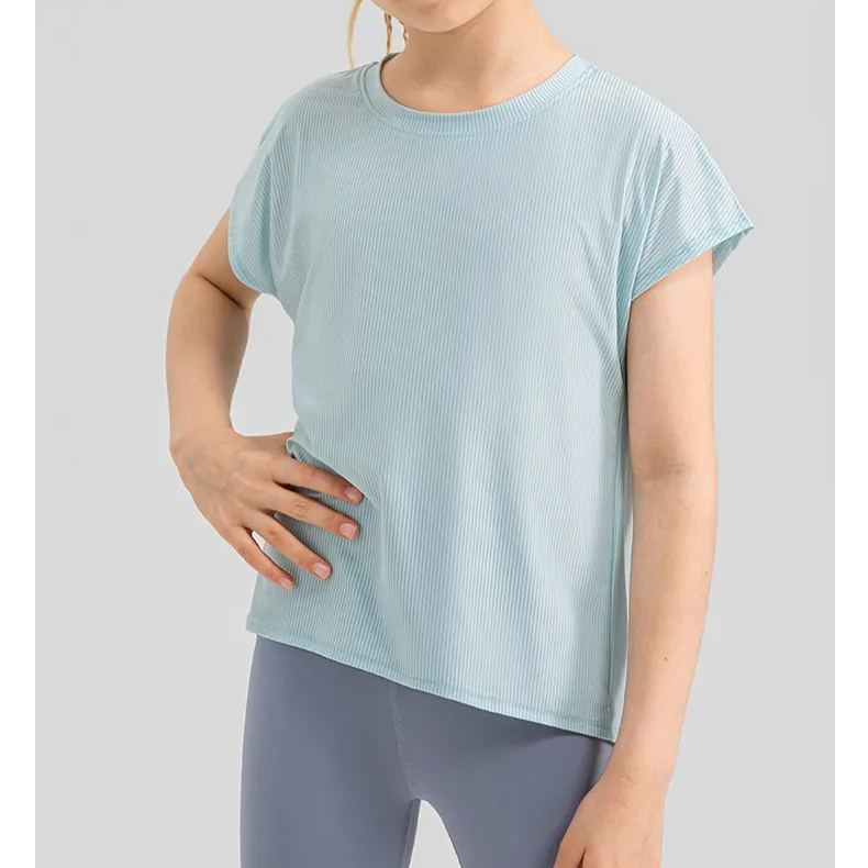 4 Colors Girls Kid Cute Shirt Quick Dry Breathable Stretch Short Sleeve Kids Clothing Children Yoga Sports Dance Tank Top Shirts