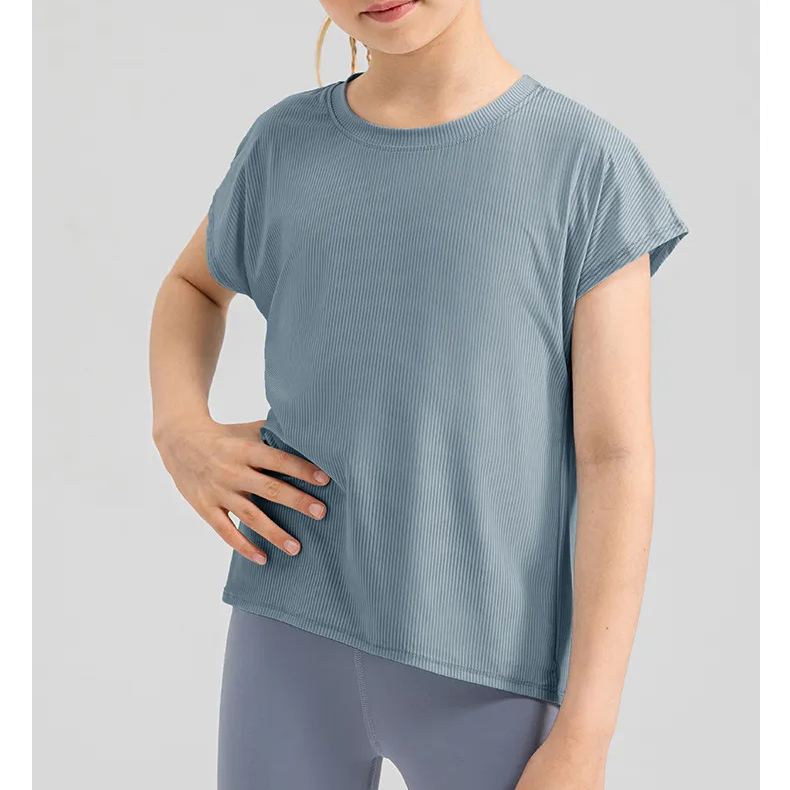 4 Colors Girls Kid Cute Shirt Quick Dry Breathable Stretch Short Sleeve Kids Clothing Children Yoga Sports Dance Tank Top Shirts