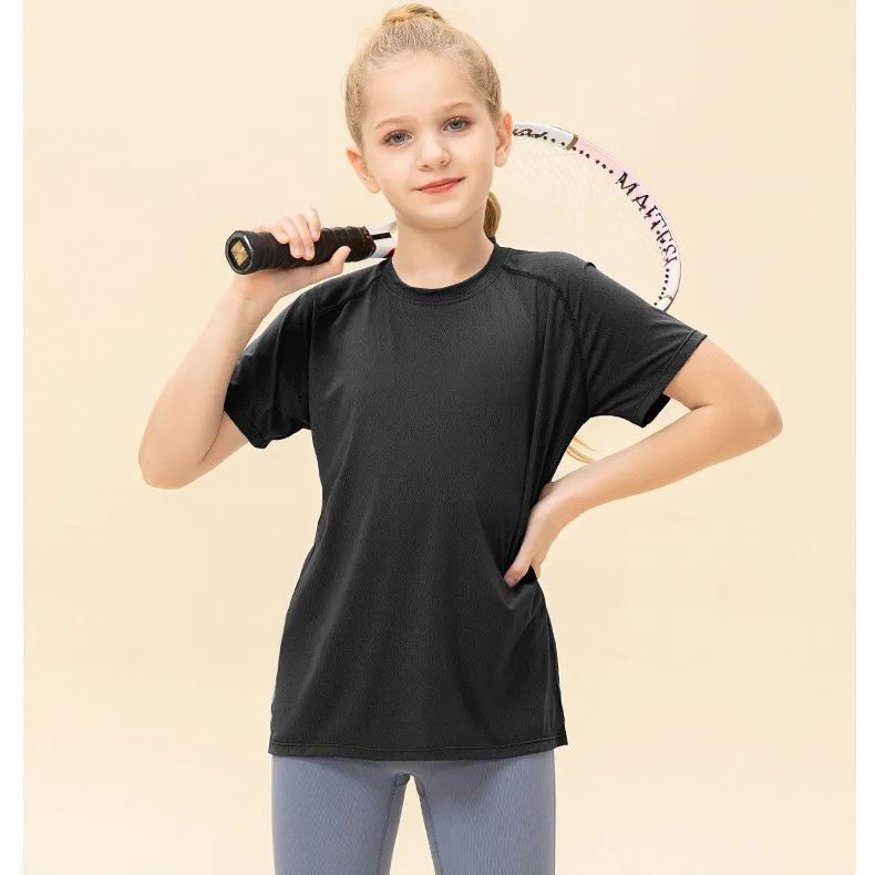 NWT Girls Kid Cute Shirt Quick Dry Breathable Stretch Short Sleeve Kids Clothing Children Yoga Sports Dance Tank Top Shirts