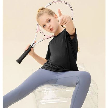 NWT Girls Kid Cute Shirt Quick Dry Breathable Stretch Short Sleeve Kids Clothing Children Yoga Sports Dance Tank Top Shirts