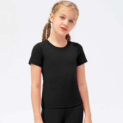 NWT Girls Kid Cute Quick Dry Breathable Stretch Short Sleeve Kids Clothing Children Yoga Sports Dance Tank Top Shirts