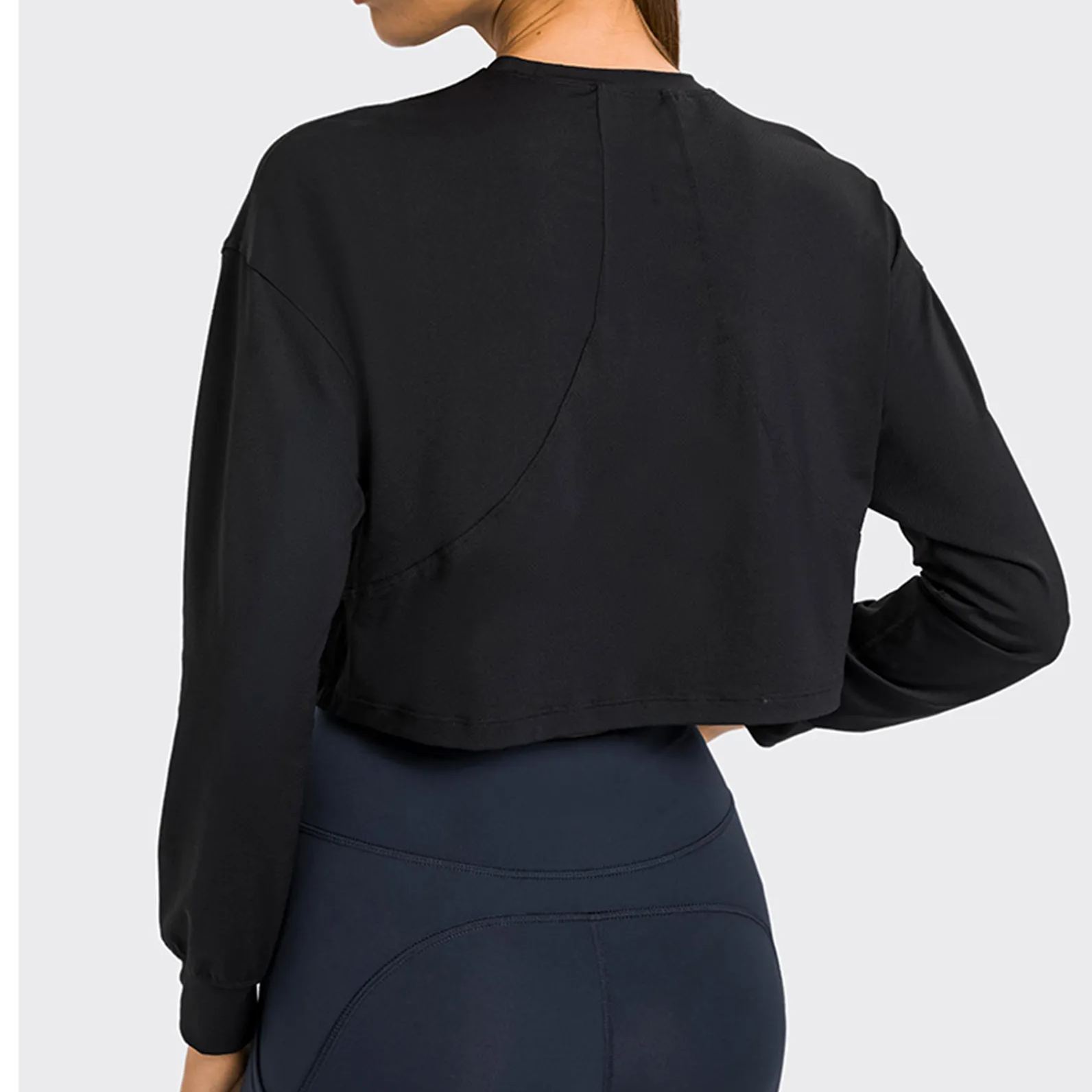 4 Colors NWT 2024 Long Sleeve Sport Tank Women Loose Ribbled Plain Fitness Breathable Tops O-neck Gym Athletic Tank Tops 4-8