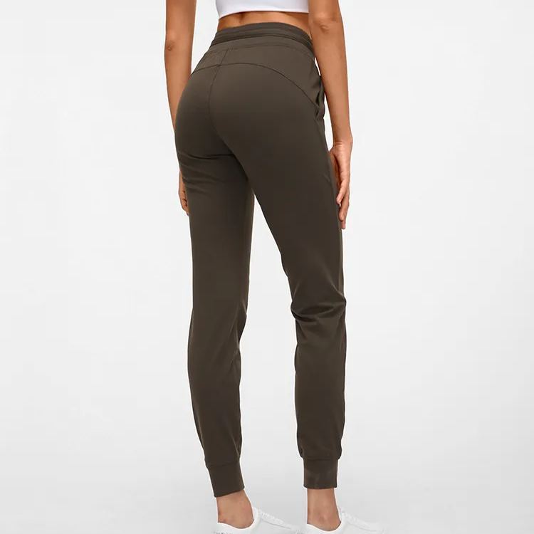 12 Colors Drawstring Pants Fitness Women Sweatpants with Two Side Pockets 4-Way Stretch Leggings Lady Stretchy Pants