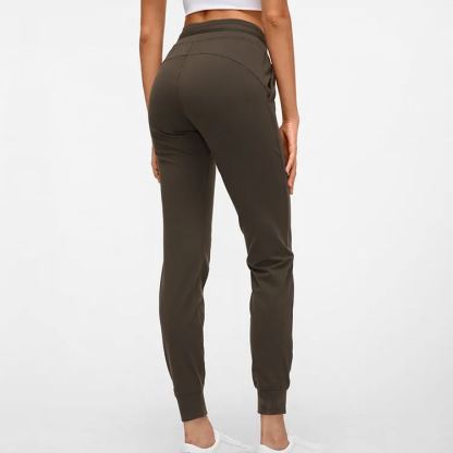 12 Colors Drawstring Pants Fitness Women Sweatpants with Two Side Pockets 4-Way Stretch Leggings Lady Stretchy Pants