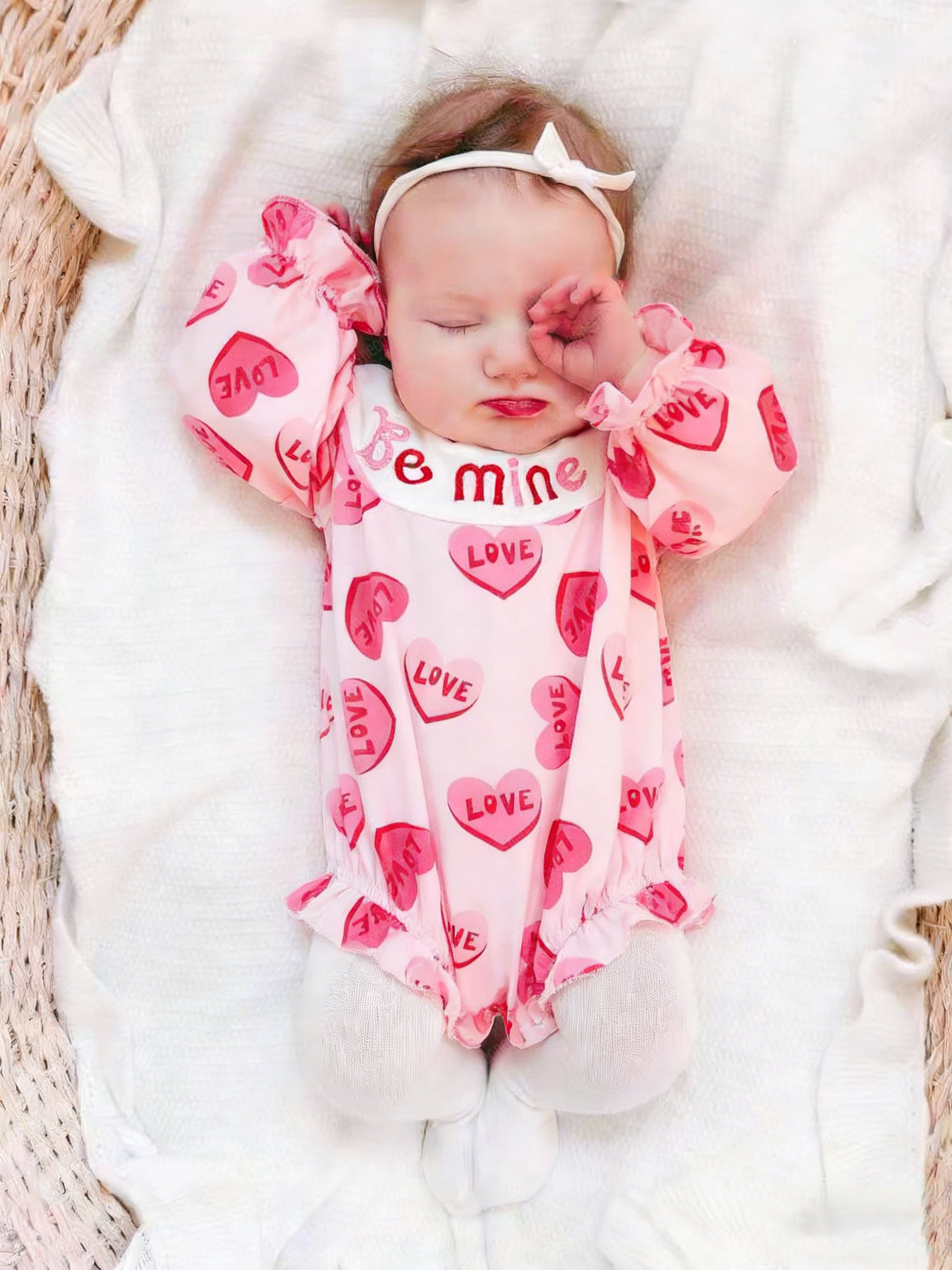 Baby Girl Love Embroidery Romper