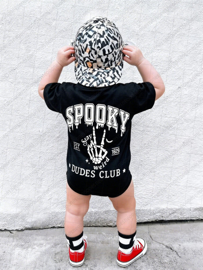 Baby spooky dudes club Romper