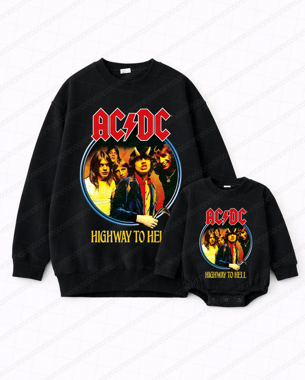 Baby Band Printed Romper And Adult Sweater