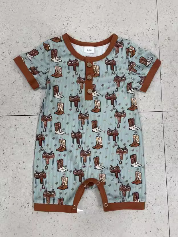 Baby Boy  Cow Print Romper