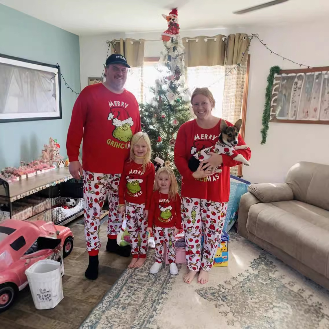 Christmas Parent-Child Printed Loungewear Festive Christmas Parent-Kid Printed Home Wear