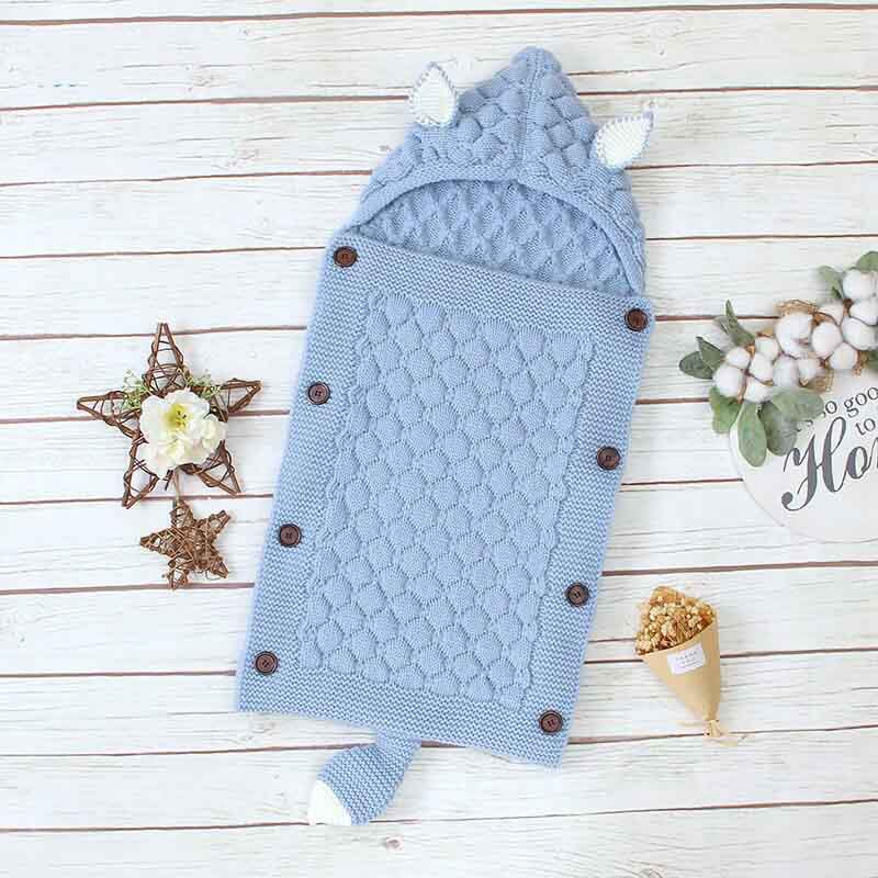 Newborn Anti-Kick Hooded Knitted Blanket